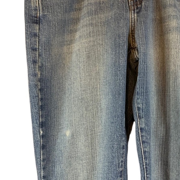 Levi's 515 Mid Rise Boot Cut Size 8 Medium Wash Raw Hem Ladies Jeans - Picture 9 of 12